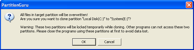 Confirm copy partition