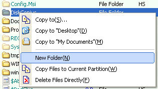 Menu of Create Folder