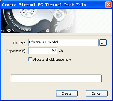 Create New VirtualPC Disk File