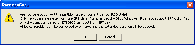 Convert Partition Table to GUID style
