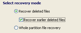 Recover earlier deleted files